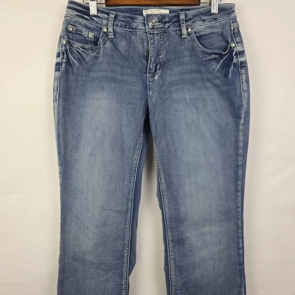 Cato Denim 12P Mid Rise Bootcut Embellished Pocket Jeans